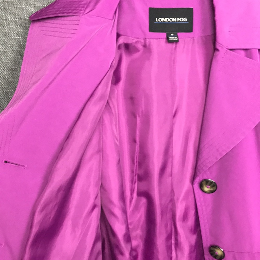 London Fog Trench Coat Magenta / Purple Size Small - Picture 14 of 16